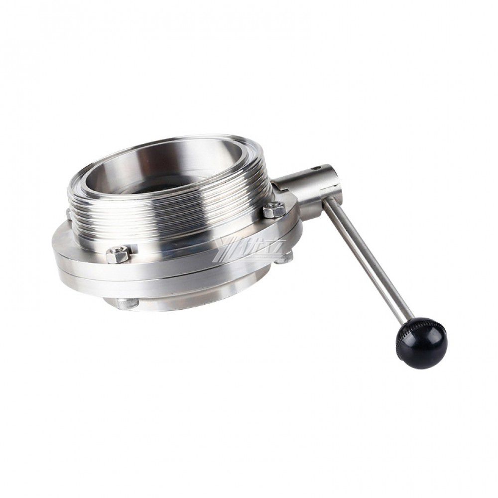 YOULI Hygienic Food Sanitary Stainless Steel 3A/SMS/DIN 304 316 Silicon Lever Handle Manual Male Threaded Welded Butterfly Valve