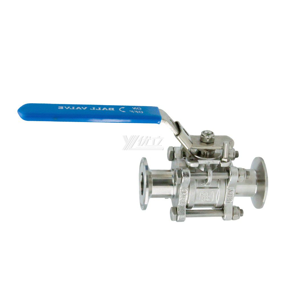 Stainless Steel Sanitary Manual Three-Piece Ball Valve with High Platform