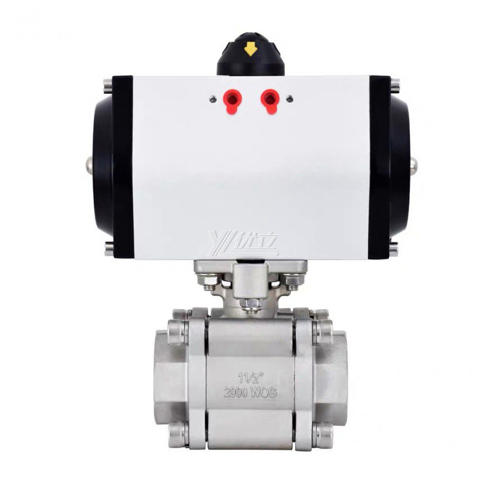 YOULI New product High Temperature Metal Seal NPT BSP 2000wog PN64-PN130 Stainless Steel 304 316 Pneumatic Actuator 3PC Thread Ball Valve