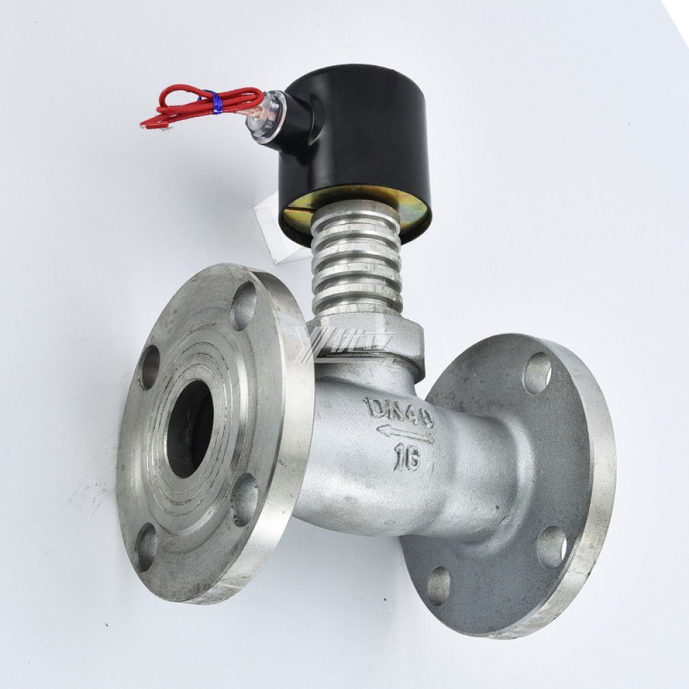 YOULI ZCG Stainless Steel 304 316 Steam High Temperature with Fin AC220V DC24V Normal Close Gas Flanged Solenoid Valve