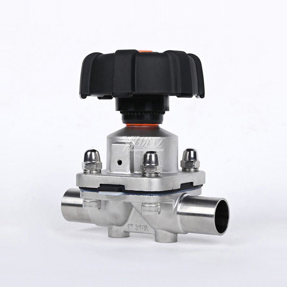 YOULI Hygienic Food Grade Sanitary Stainless Steel 316L Membrane Medicine Manual Straight Butt Welded Diaphragm Valve