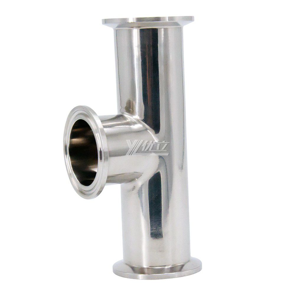 YOULI Hygienic Food Grade Sanitary Stainless Steel 304 SS316L Clamp Straight End Short Flat Equal Tee