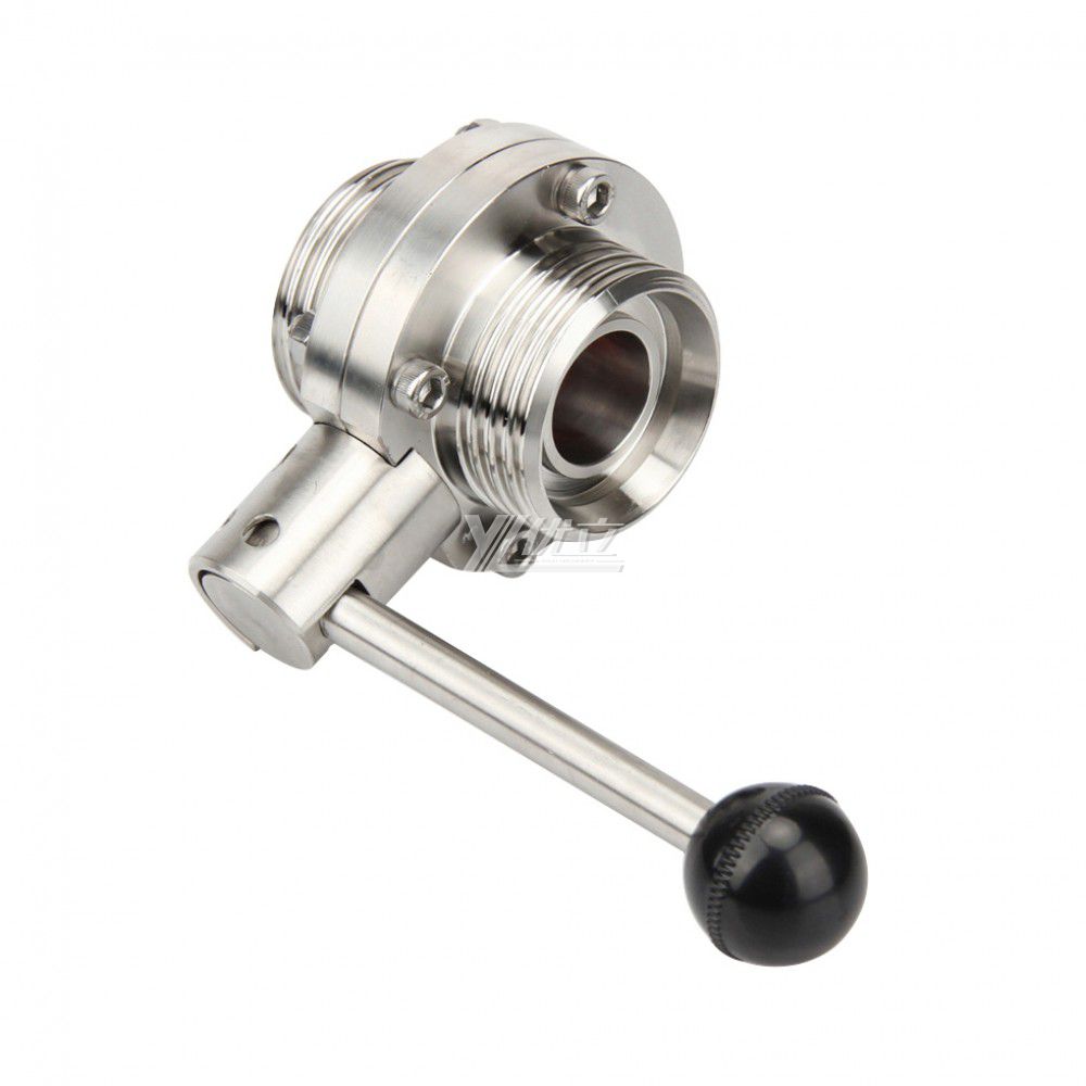 YOULI Hygienic Food Grade Stainless Steel 3A/SMS/DIN 304 316L Silicon Sanitary Manual Male Threaded Butterfly Valve