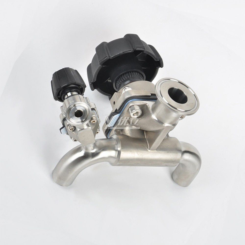YOULI Hygienic Food Grade Sanitary Stainless Steel 316L with Sample U Type 3 Way Butt Welded Tri-Clamped Diaphragm Valve