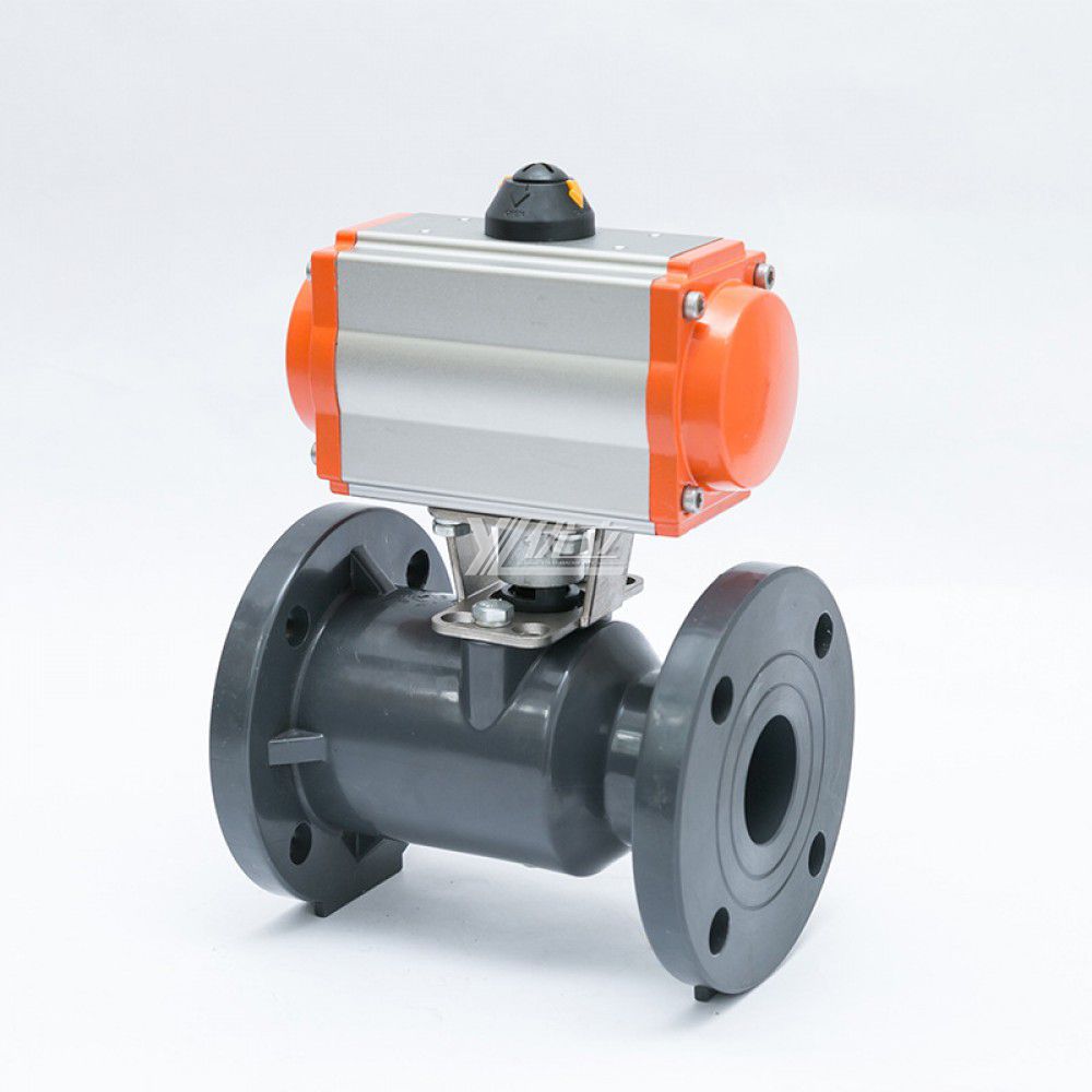 YOULI High Quality Zero Leakage DN15 to DN100 PVC UPVC CPVC Plastic 2 Way Pneumatic Actuator Flanged Ball Valve