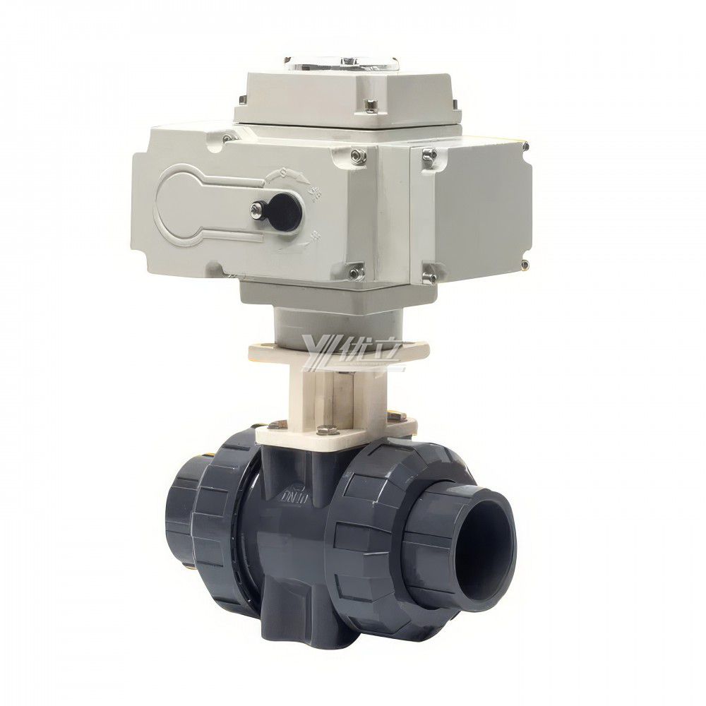 YOULI Zero Leakage DN15 to DN100 PVC UPVC CPVC Plastic 2 Way Motorized Electric Actuator Double Union Socket Weld Ball Valve