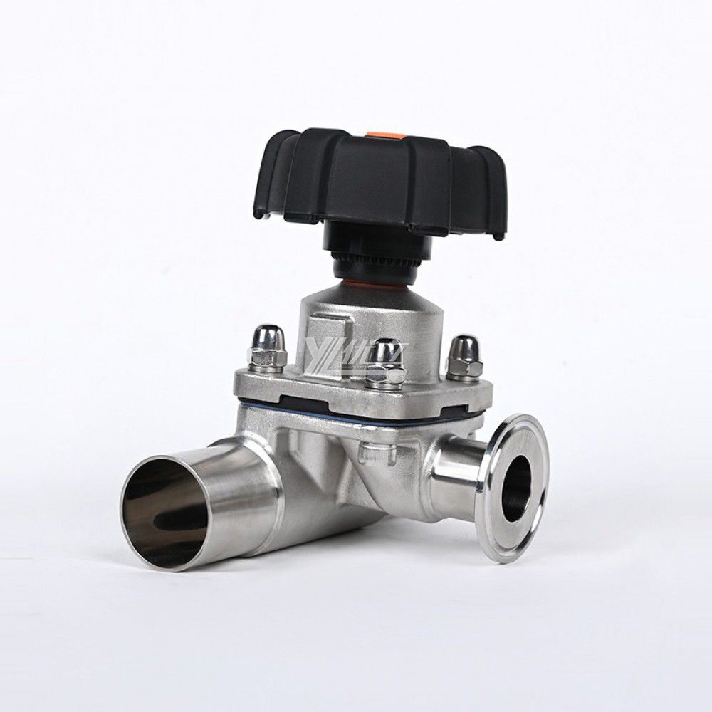 YOULI Hygienic Food Grade Sanitary Stainless Steel 316L Double Membrane Straight 3 Way Welded Tri Clamped Diaphragm Valve