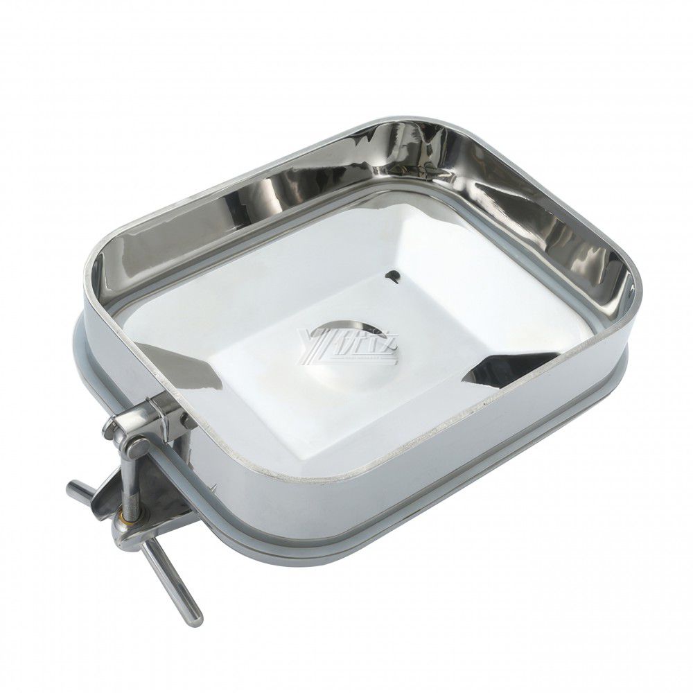 YOULI Hygienic Food Grade SS 304 316L Stainless Steel Cover Pressure Tanks Sanitary Single Lock Rectangular Manhole Manway