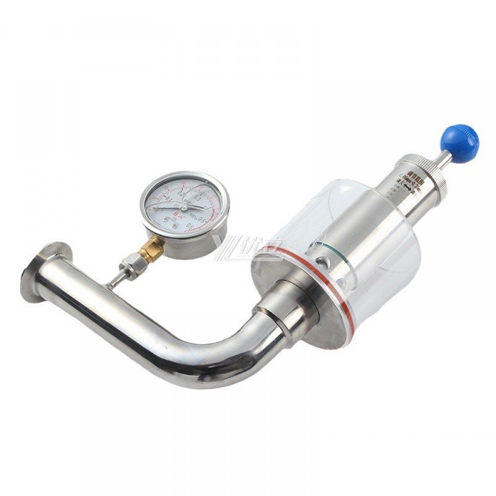 YOULI Hygienic Food Grade Sanitary Stainless Steel 304 316L Tri Clamped Pressure Gauge Water Seal Type Exhaust Valve Vent Valve