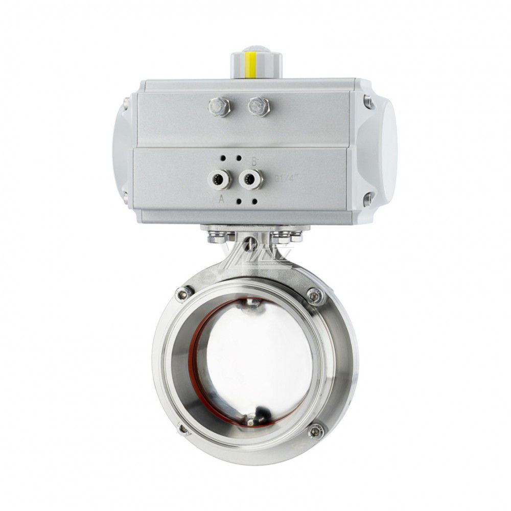 YOULI AT63 Hygienic Food Grade  Stainless Steel 3A/SMS/DIN 304 316 Sanitary Pneumatic Tri Clamped Butterfly Valve