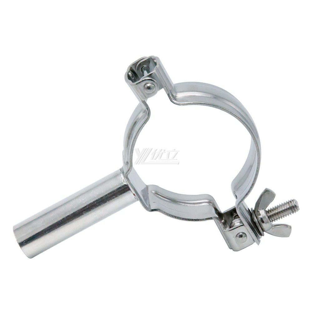 YOULI Sanitary Stainless Steel 304 Pipe Fittings Tri Clamp Tube Hex Pipe Holder With Handle Bar Welded Round Pipe Holder