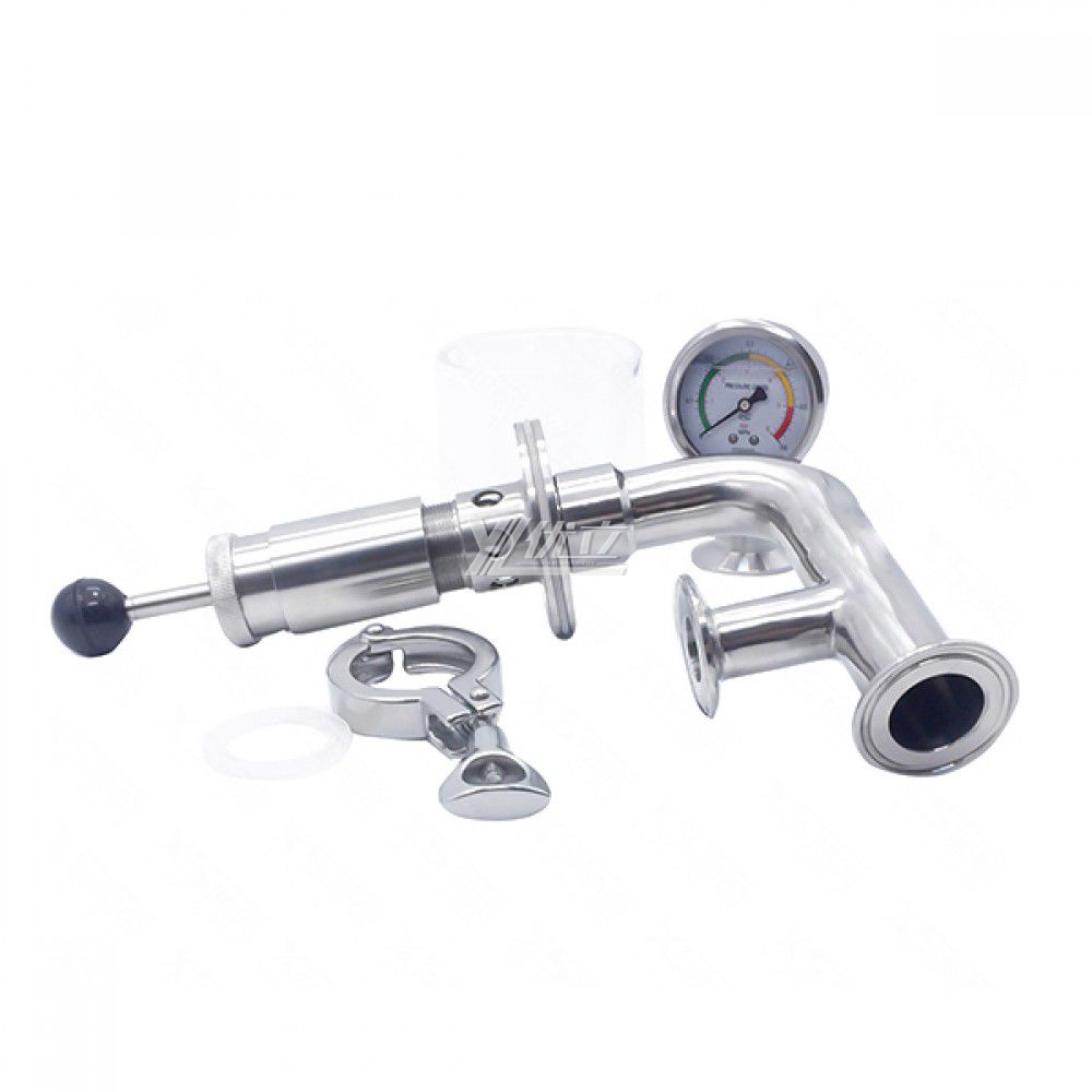 Hygienic Sanitary Stainsteel Steel Tri Clamp Air Exhaust Valve Release Valve with Pressure Gauge