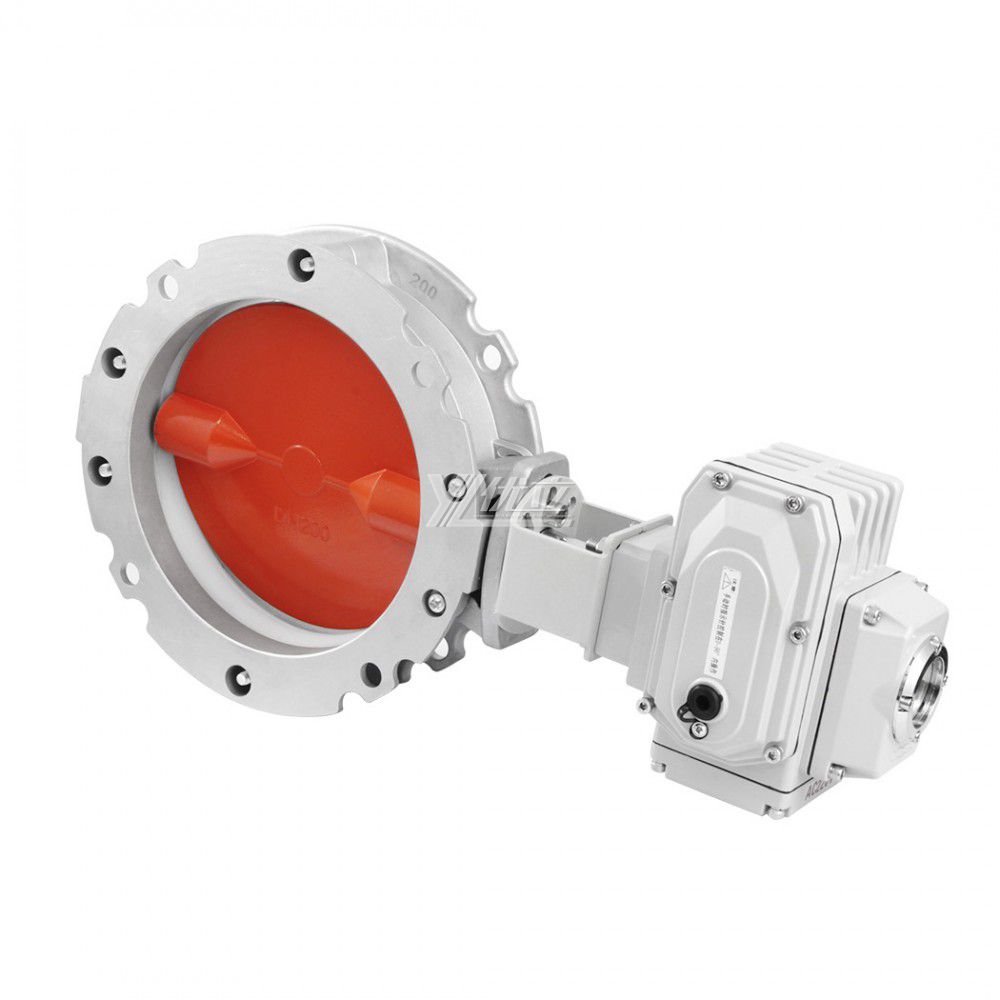 YOULI V1fs V2fs Aluminum Alloy 304 Dust Particles Powder Motorized AC22V  Double Single Electric Flange Dust Butterfly Valve