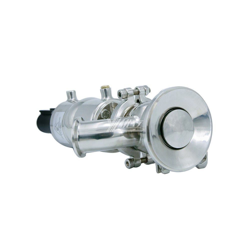 YOULI Hygienic Food Grade Sanitary Stainless Steel 304 316L  Pneumatic Elbow Type Clamped Tank Bottom Seat Valve