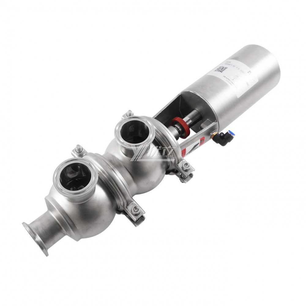 YOULI Hygienic Food Grade Sanitary Stainless Steel 304 316L Intelligent Pneumatic LL Type Tri Clamped  Reversing Divert Valve