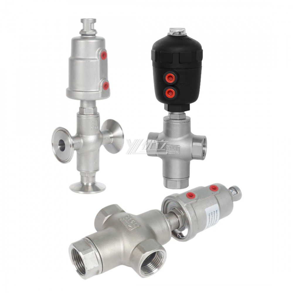 YOULI Stainless Steel Steam High Temperature 1.6mpa 304 316 BSP NPT  T Type  Pneumatic 3 Way Female Threaded Angle Seat Valve