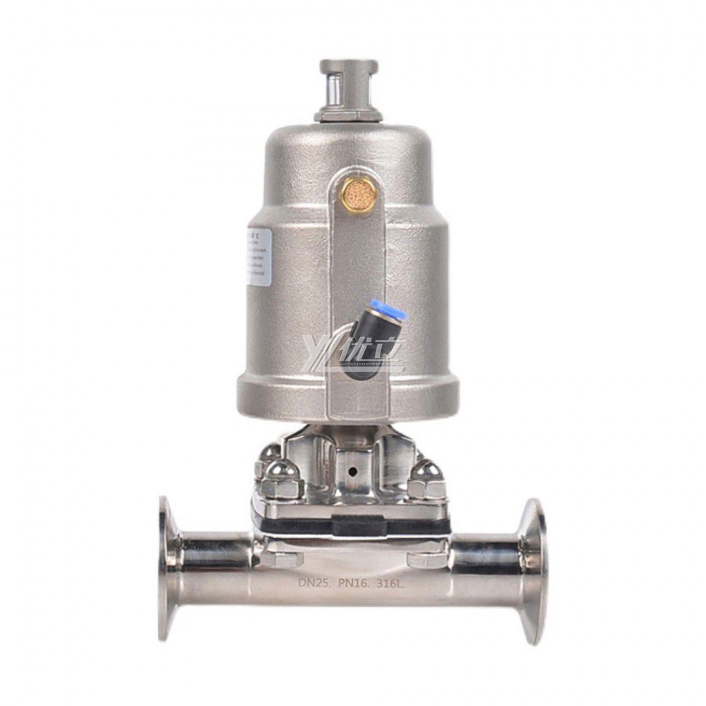 YOULI Ygienic Food Grade Sanitary Stainless Steel 316L  Silicon Pneumatic Straight Tri Clamped Diaphragm Valve