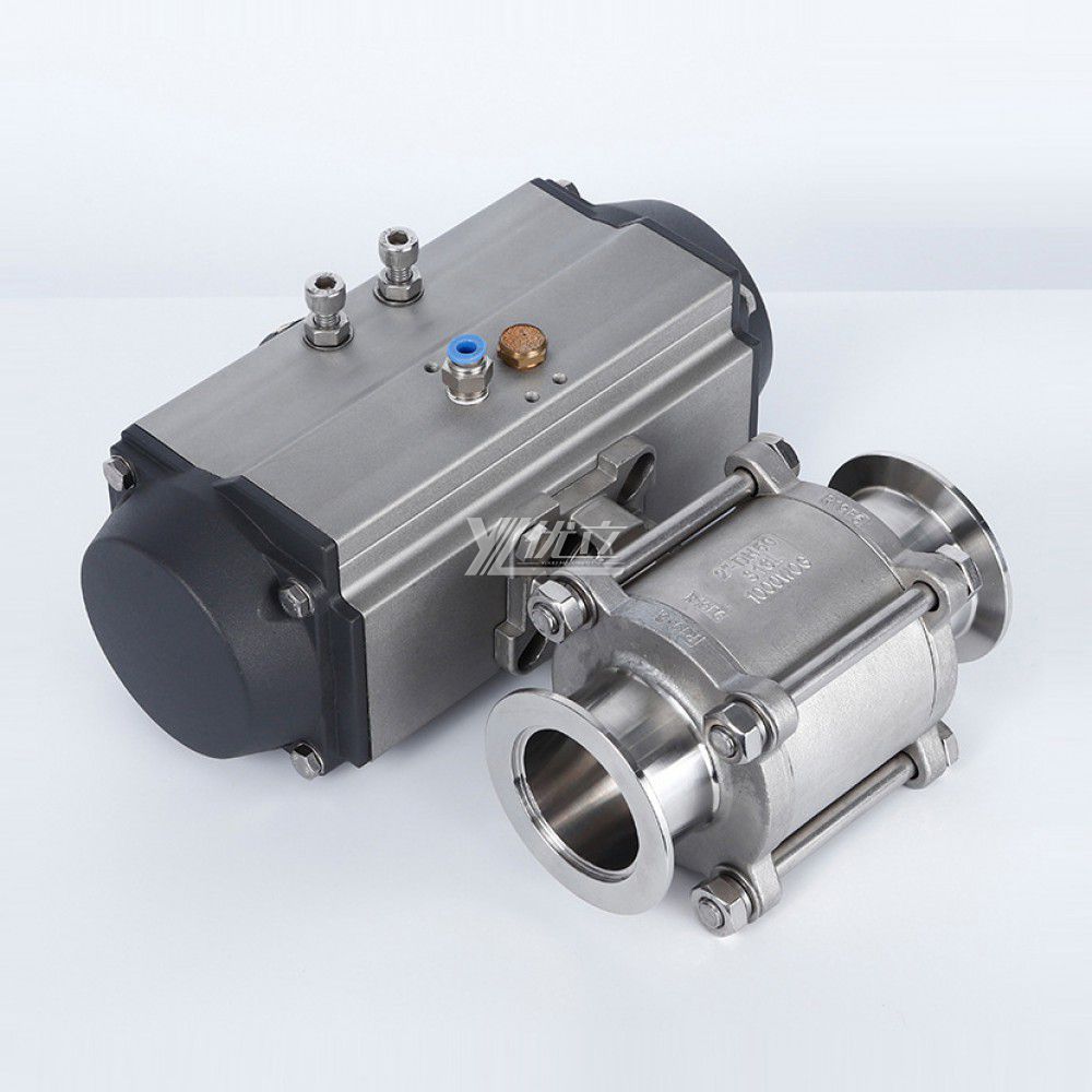 YOULI Hygienic Food Grade Sanitary Stainless Steel 304 316L KF25 Pneumatic Actuator 3PC Tri-Clamped Vacuum Ball Valve