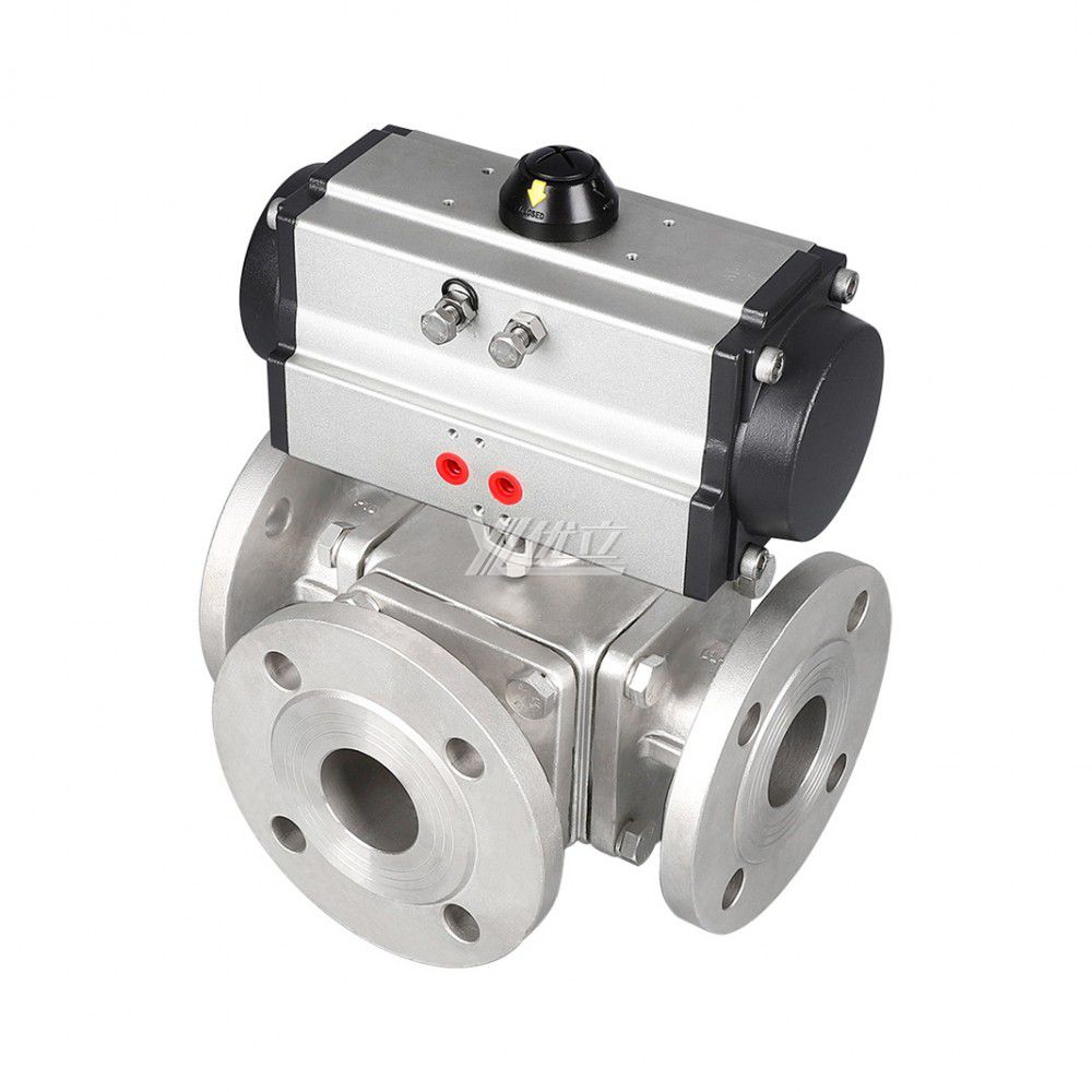 YOULI High Temperature ANSI 150LB Stainless Steel 304 316 JIS 10K Pn16 WCB Removable square Pneumatic 3 Way Flanged Ball Valve