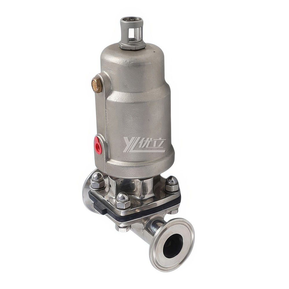 YOULI Ygienic Food Grade Sanitary Stainless Steel 316L  Silicon Pneumatic Straight Tri Clamped Diaphragm Valve