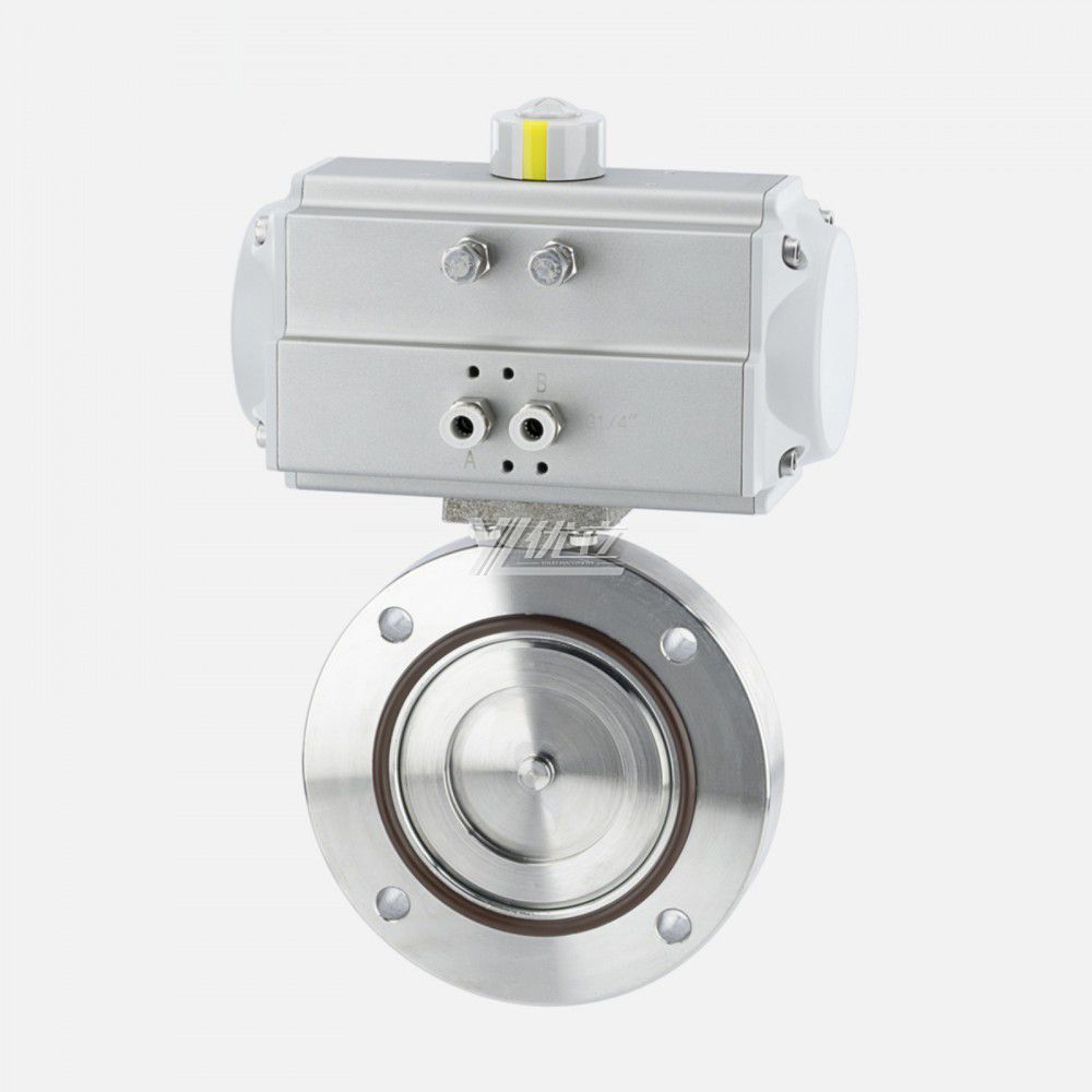 YOULI Stainless Steel 304 316 WCB Negative Pressure Pneumatic Actuator Performance GI Type High Vacuum Flanged Butterfly Valve
