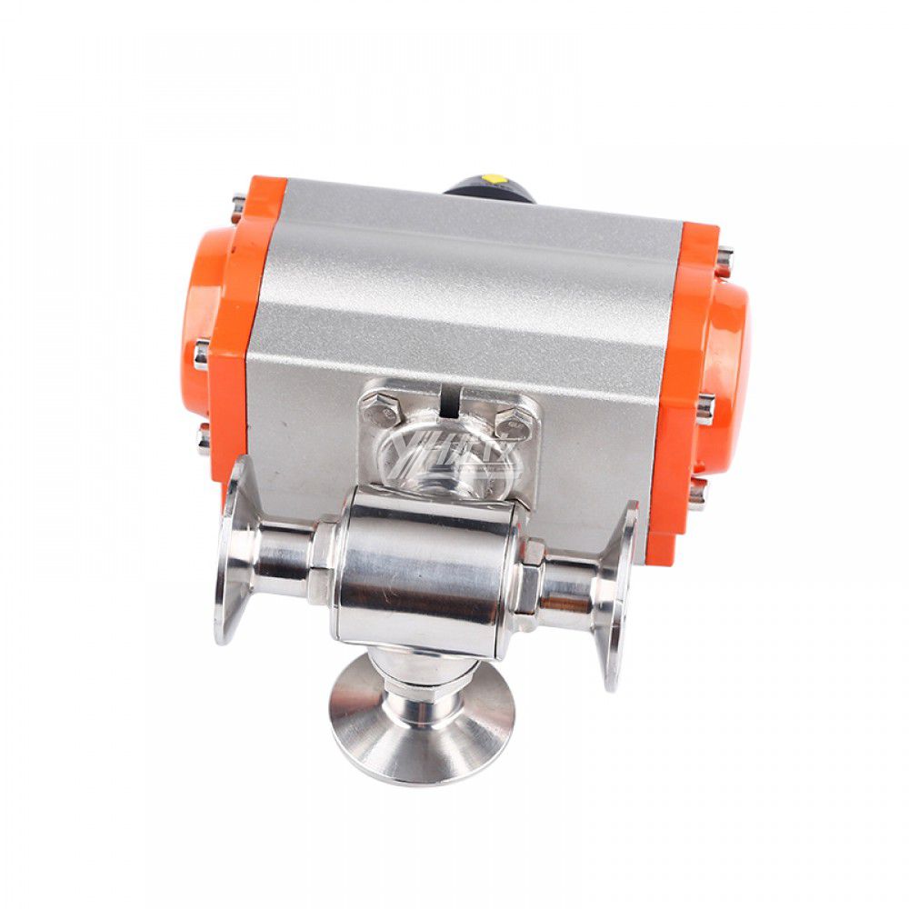 Stainless Steel Hygienic Sanitary T Port Ball Valves with Actuator Pneumatic