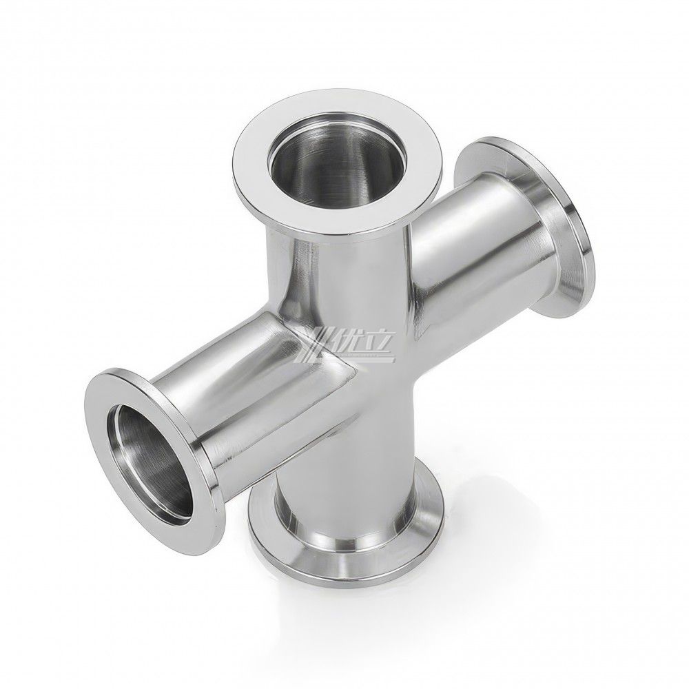 YOULI Hygienic Food Grade Sanitary Stainless Steel 304 SS316L KF25 KF40 KF50 4 Way Tri-clamp Pipe Fitting Equal Vacuum Cross