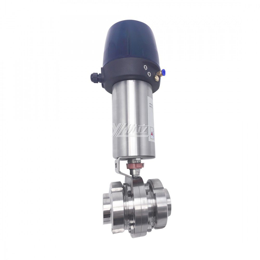 YOULI Hygienic Food Grade  Stainless Steel 304 316 Smart Head Complete Set Sanitary Male Pneumatic Threaded butterfly Valve