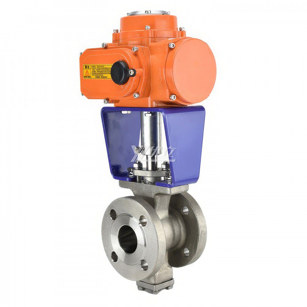 YOULI  High Temperature ANSI 150-300LB JIS 10K 304 316 Stainless Steel Motorized Electric Actuator V-Type Flanged Ball Valve