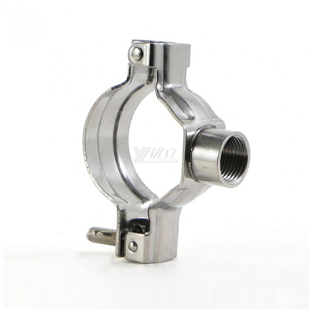 YOULI Sanitary Pipe Fittings Ube Hex Pipe Holder Stainless Steel 304 With Short Handle Bar Female Thread Round Pipe Holder