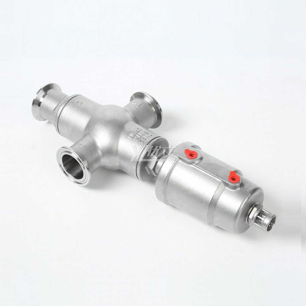 YOULI High Temperature Steam 1.6mpa 304 316 BSP NPT Stainless Steel Head Pneumatic Three Way Tri-clamped Angle Seat Valve