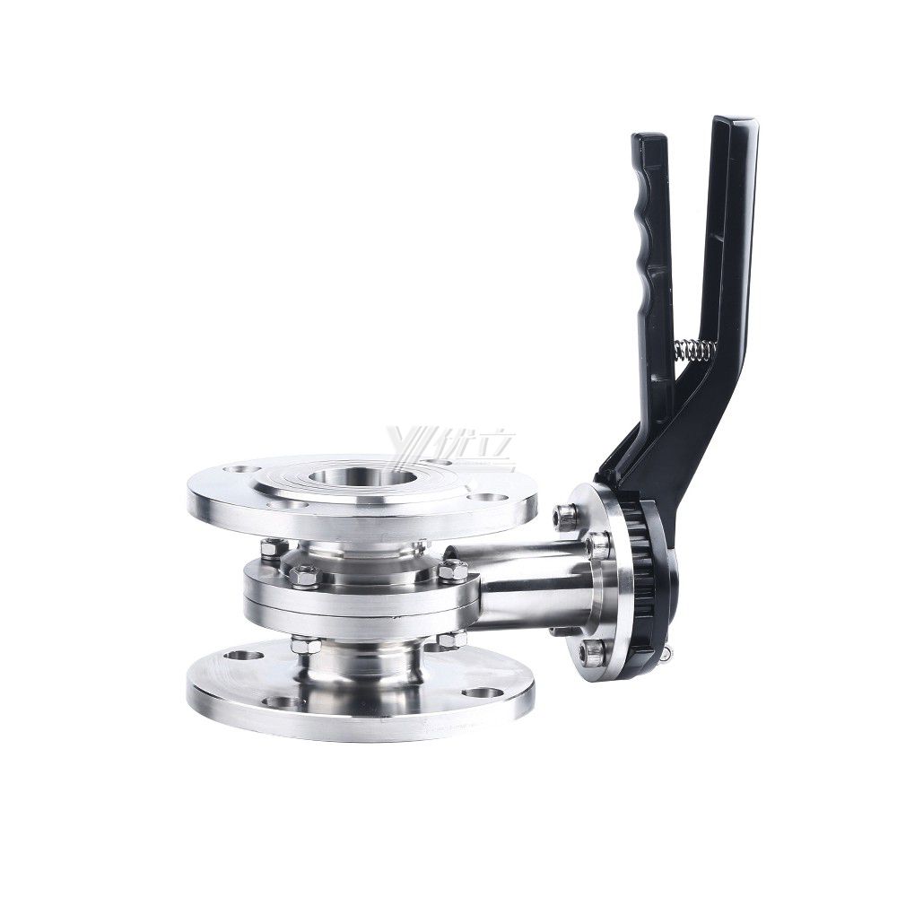 YOULI Hygienic Food Grade Stainless Steel 3A/SMS/DIN 304 316 Silicon Duckbill Handle Sanitary Manual Flnaged Butterfly Valve