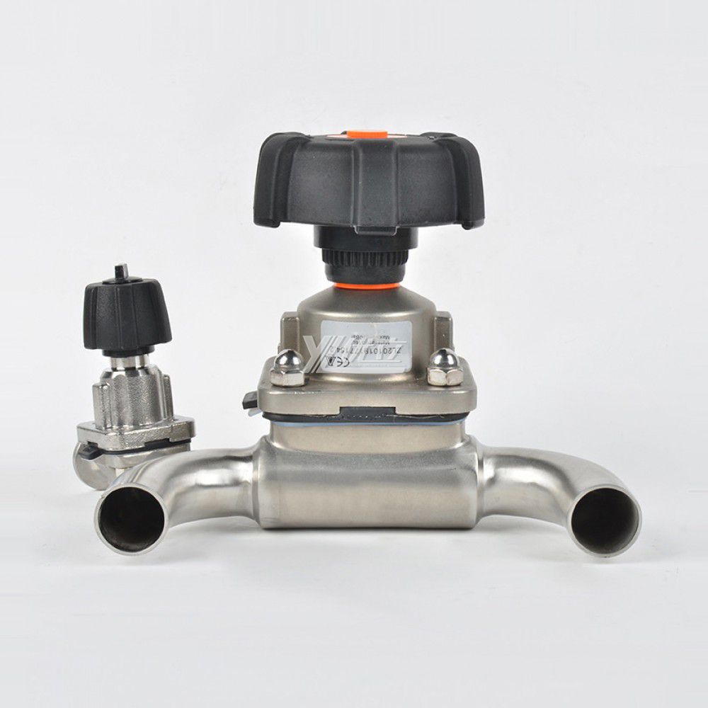YOULI Hygienic Food Grade Sanitary Stainless Steel 316L with Sample U Type 3 Way Butt Welded Tri-Clamped Diaphragm Valve