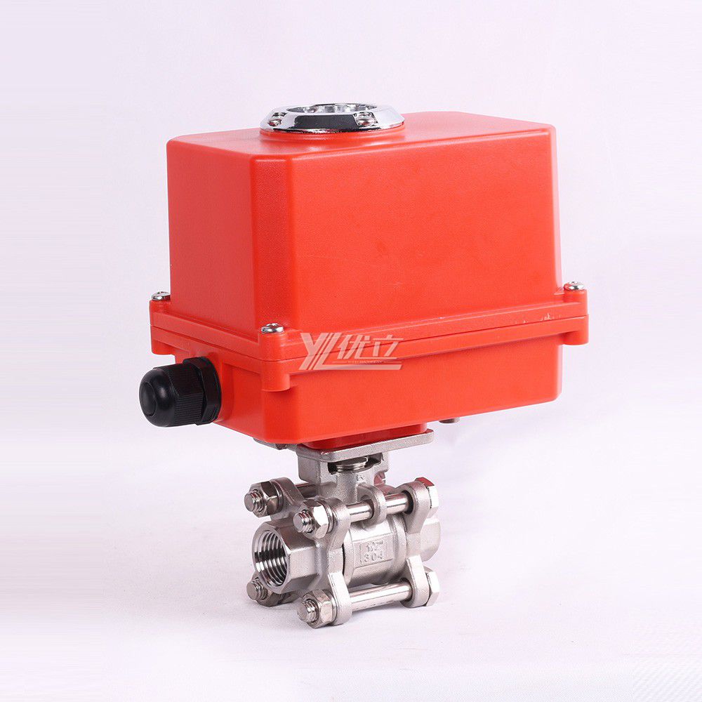 YOULI Customized NPT BSP 1.6mpa 304 316 AC220V  Ball V Type Motorized Electric Actuator 3-piece Thread Ball Valve
