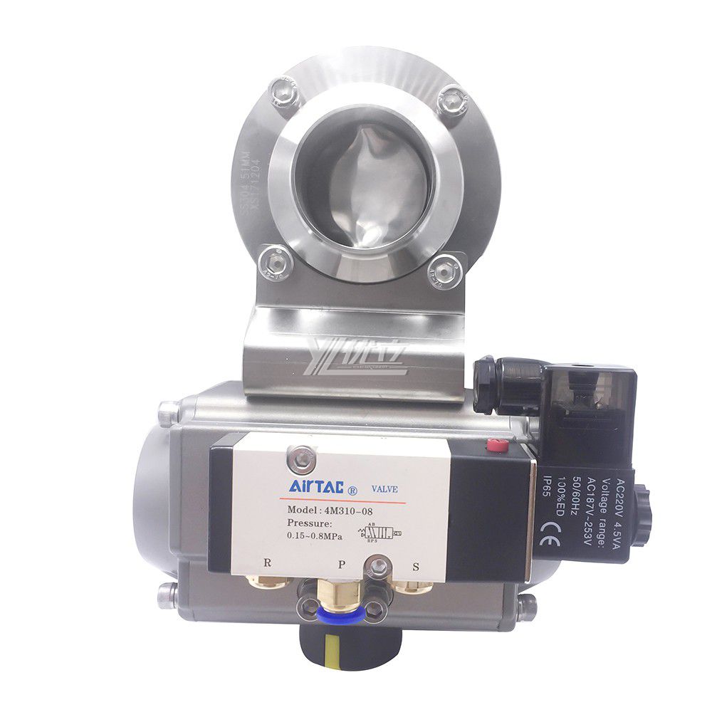 Stainless Steel Sanitary Aluminum Actuator Butterfly Valve with Solenoid Valve