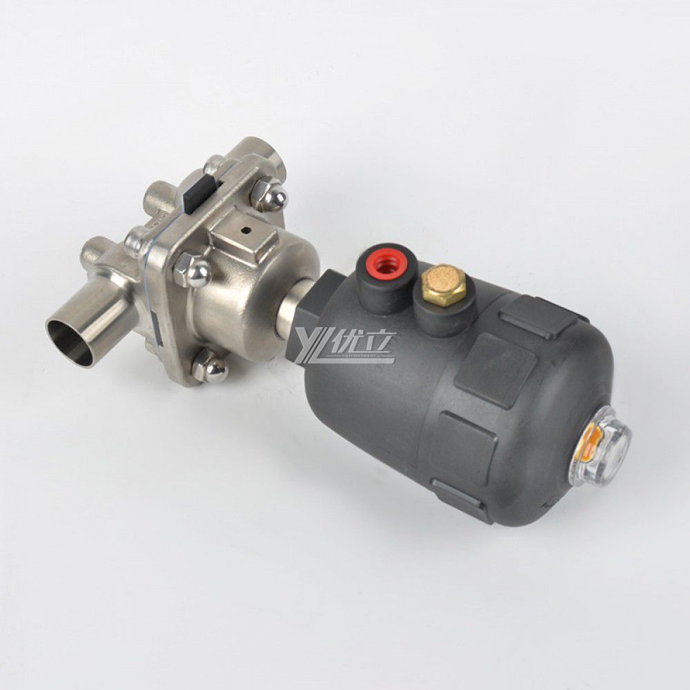 YOULI Hygienic Food Grade Sanitary Stainless Steel 316L Biological Plastics Pneumatic Straight Butt Welded Diaphragm Valve