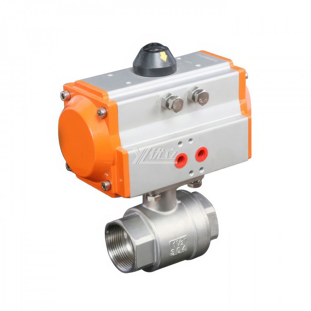 YOULI Stainless Steel High Temperature NPT BSP 1000WOG 1.6-6.4mpa PN16  304 316 Pneumatic Actuator 2 Piece Thread Ball Valve
