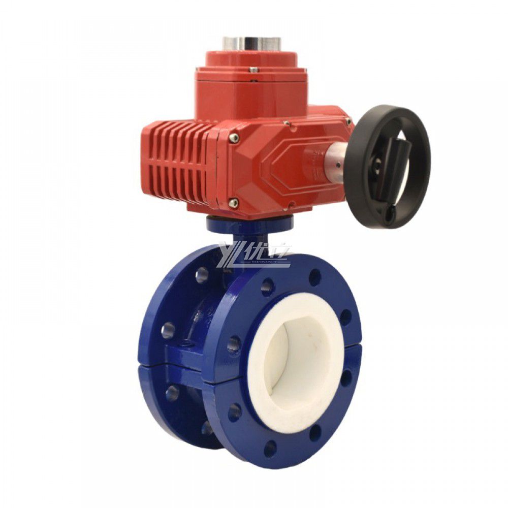 YOULI ANSI 150LB Stainless Steel 304 Pn16 Carbon Steel FEP F46 PFA F4 Fluorine Lined Motorized Electric Flanged Butterfly Valve