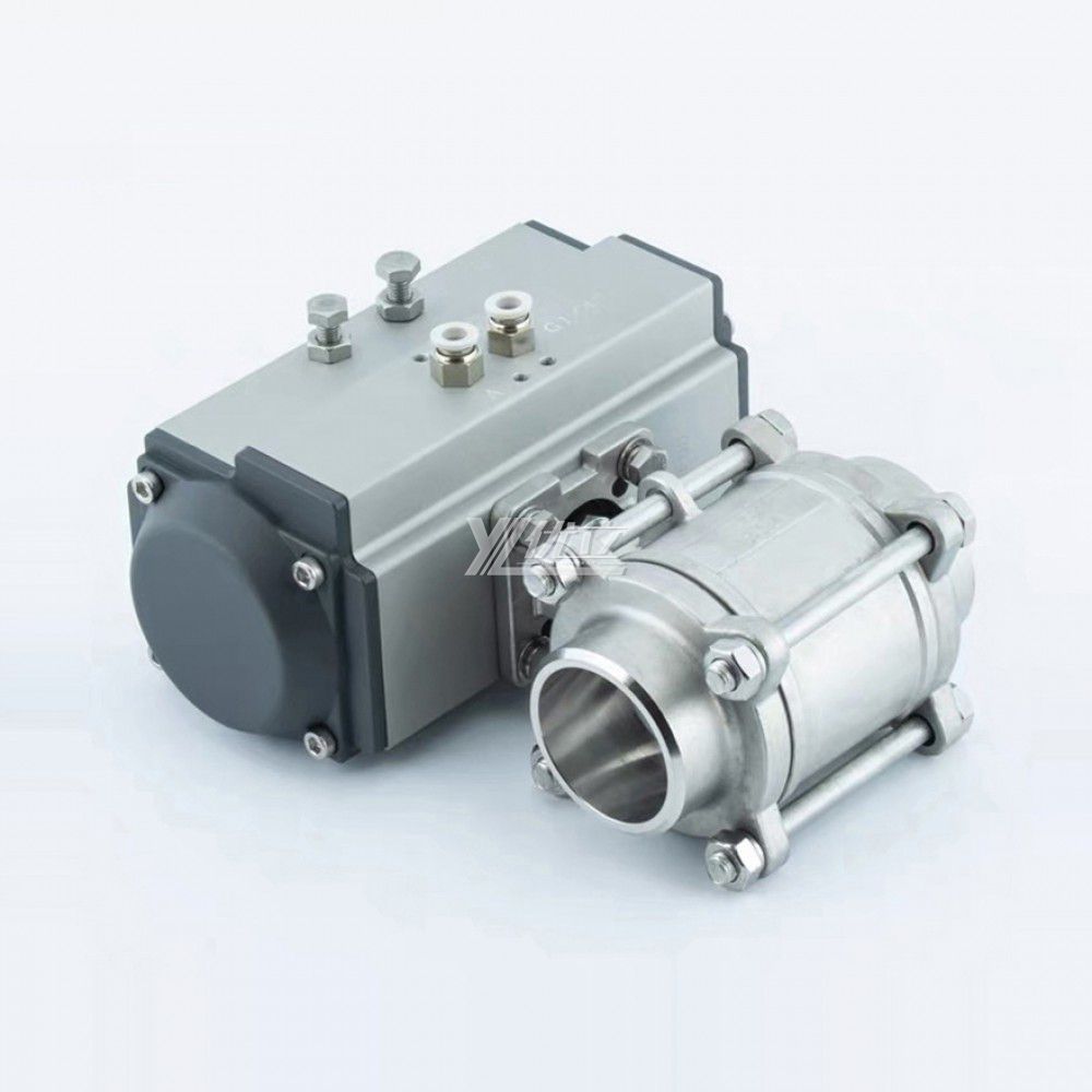 YOULI High Temperature Zero Leakage 1000WOG PN16 Stainless Steel 304 316 3-piece Butt Welded Pneumatic Actuator Ball Valve