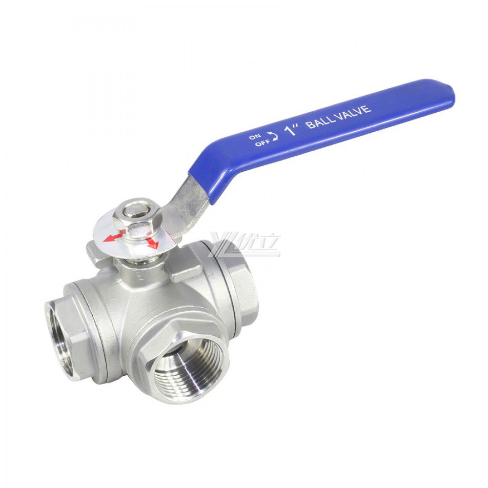 YOULI Stainless steel NPT BSP 1.6mpa valve ball with handle lock ss 304 316 T-port manual 2 inch 3-way threaded ball valve