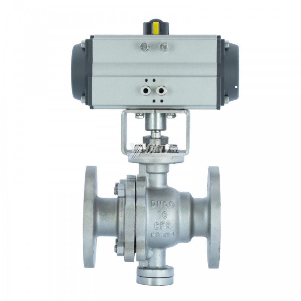 YOULI  High Temperature ANSI 150-300LB JIS 10K 304 316 Stainless Steel Pneumatic Actuator Fixed Flange Ball Valve