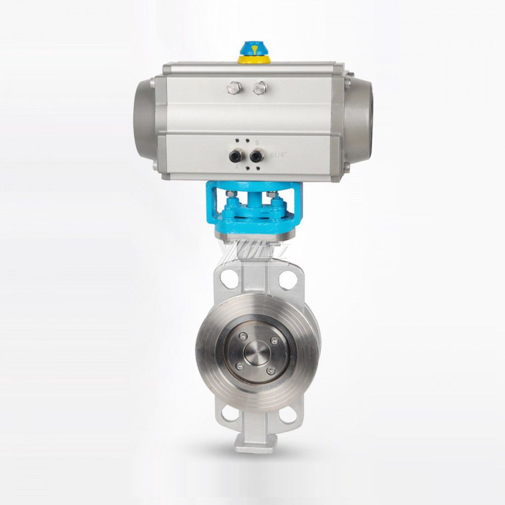 YOULI ANSI 150LB Stainless Steel 304 316 Pn16 WCB High Temperature Pneumatic Actuator Three Eccentric Flanged Butterfly Valve