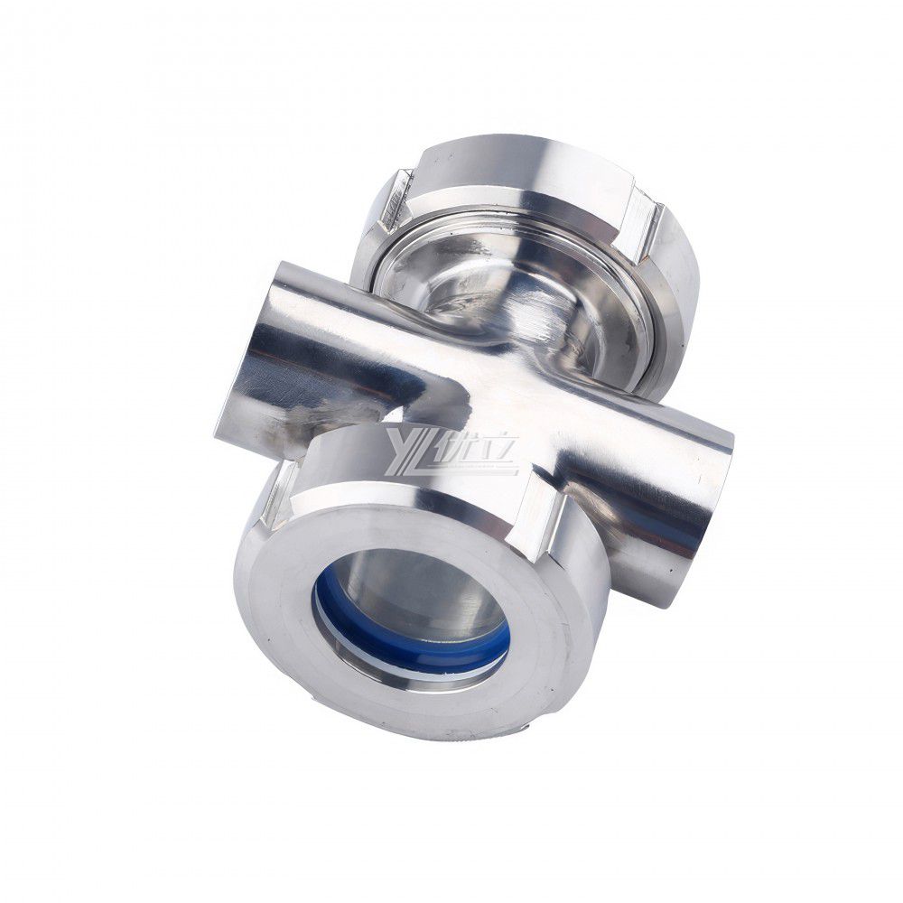 YOULI Best-in-Class Hygienic Food Grade Sanitary Stainless Steel 304 316L SMS 4 Way Cross Union Sight Glass