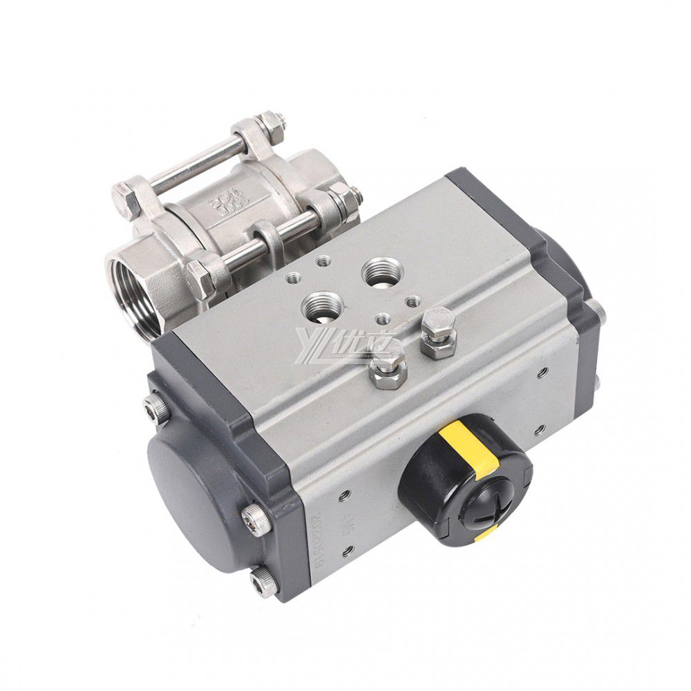 YOULI Durable Anti-leakage Two Way RC NPT BSP  PN16 Stainless Steel 304 316 Pneumatic Actuator 3-PC Thread Ball Valve