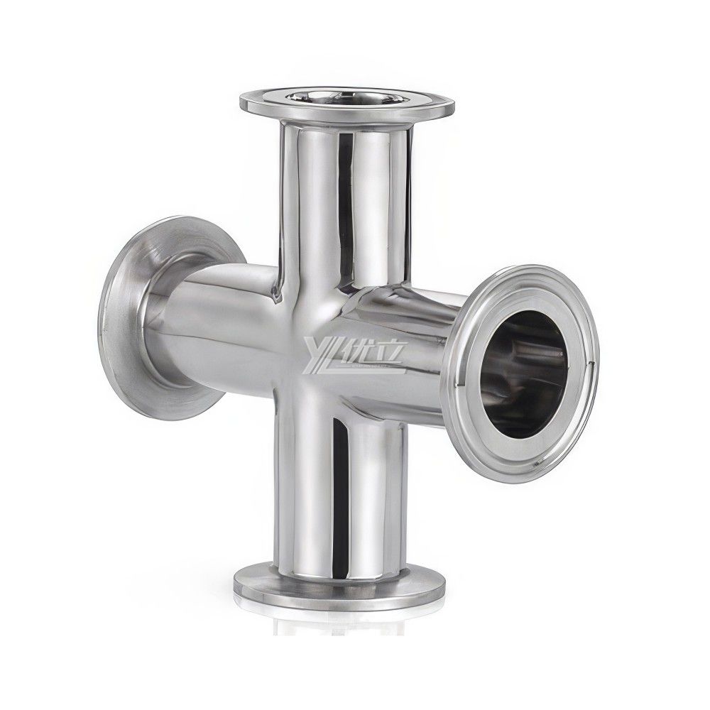 YOULI Hygienic Food Grade Sanitary Stainless Steel 304 SS316L 3A SMS DIN ISO Pipe Fitting Equal Clamped Cross