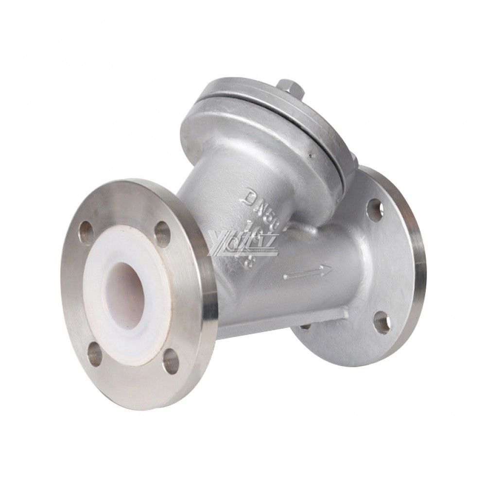 YOULI Stainless Steel Pipeline  304 316 WCB ANSI 150LB JIS 10K PN16 Fluorine Lined F46 PFA Y Type  Flange Strainer  Filter
