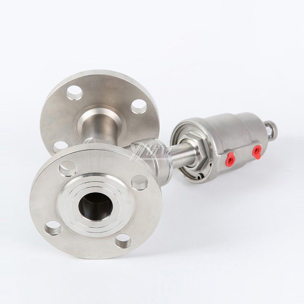 YOULI High Temperature  Steam 1.6mpa 304 316 PN16 150lb Jis 10k Stainless Steel Head Pneumatic Flanged Angle Seat Valve