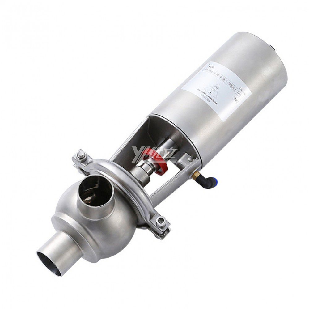 YOULI Hygienic Food Grade Sanitary Stainless Steel 304 316L Feedback signal Pneumatic L Type Butt Welded Cut-off Stop Valve