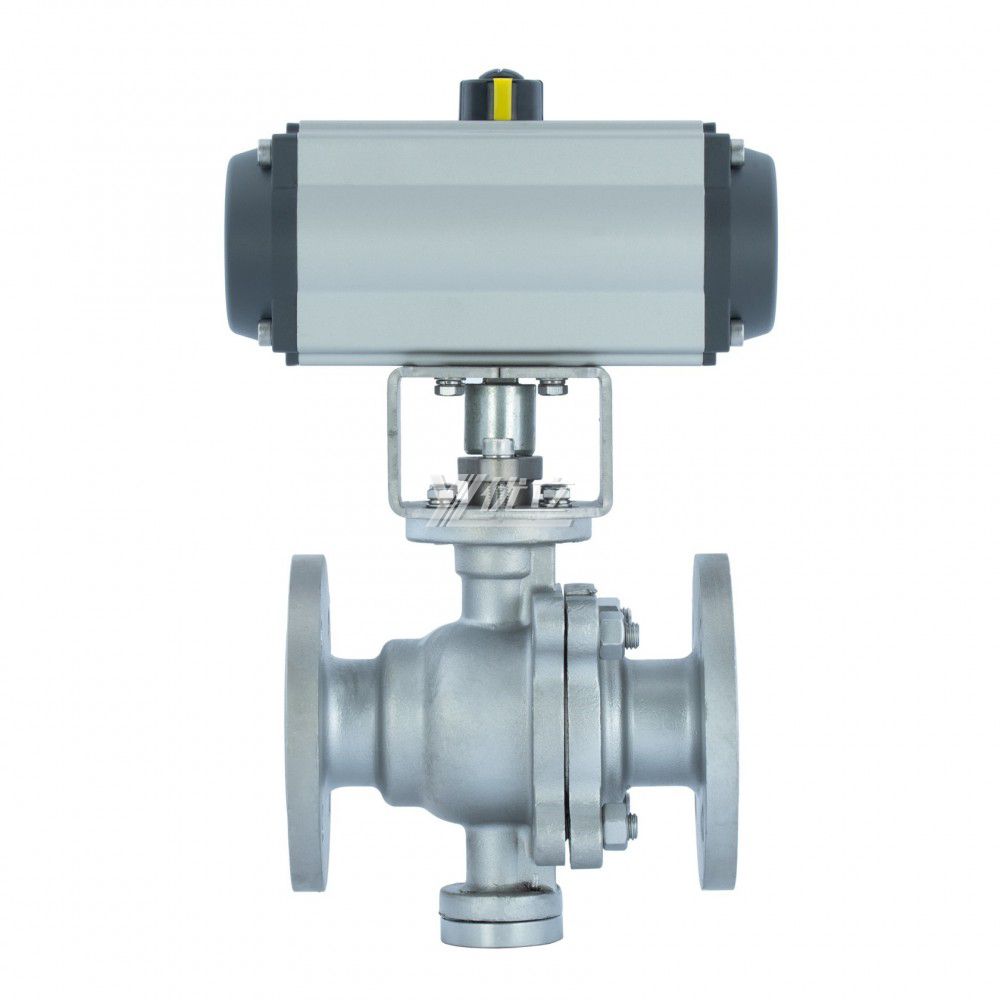 YOULI  High Temperature ANSI 150-300LB JIS 10K 304 316 Stainless Steel Pneumatic Actuator Fixed Flange Ball Valve