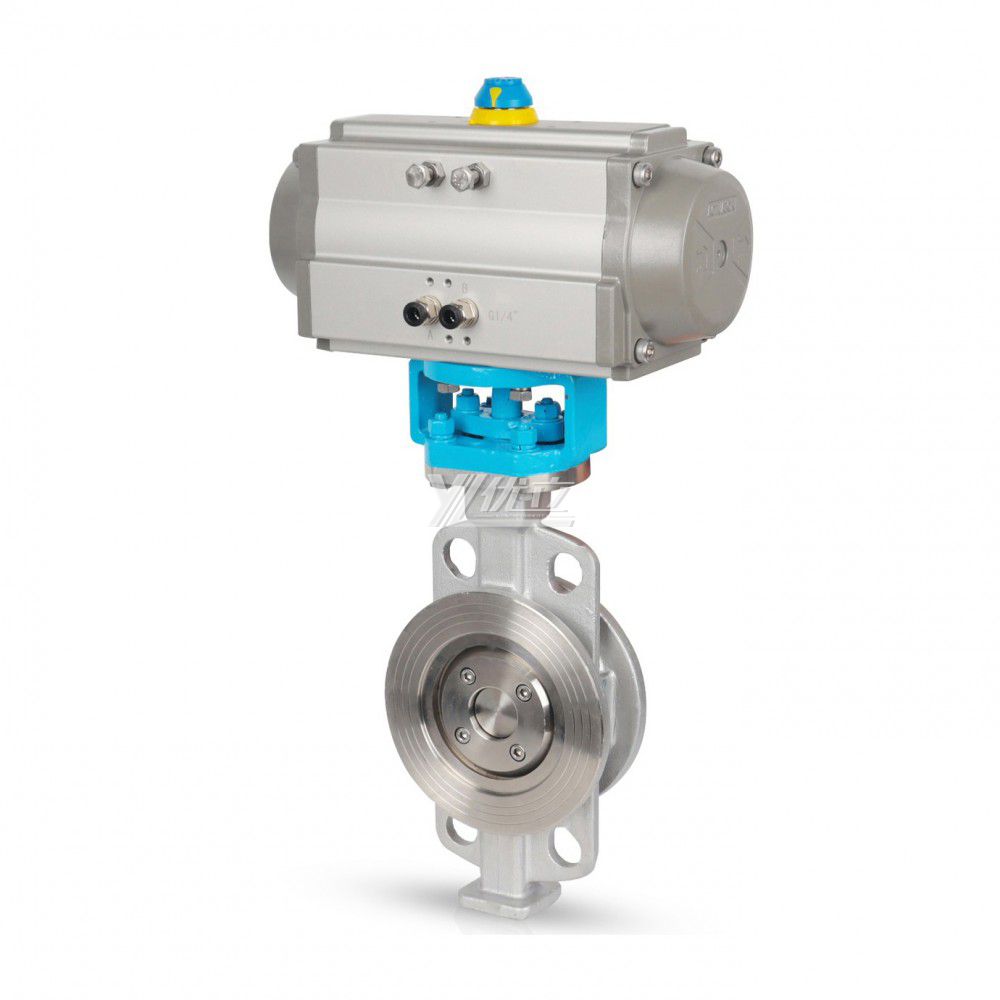 YOULI ANSI 150LB Stainless Steel 304 316 Pn16 WCB High Temperature Pneumatic Actuator Three Eccentric Flanged Butterfly Valve